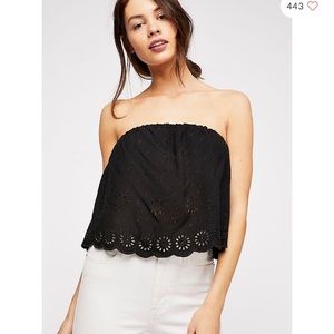 Free People Black Eyelet Strapless Tube Top